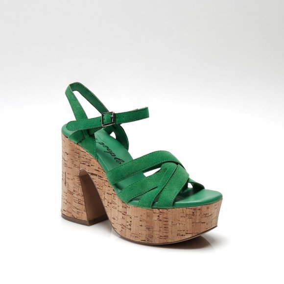 NWT Free People Lisbon MJ Platform Sandals / Green Goddess - Picture 5 of 12